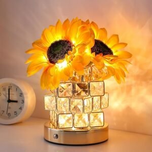 Sunflowers Flower Lamp,Rechargeable Cordless Touch Table Lamp,3-Colour Infinitely Dimming Battery Powered Small Night Light,Festival Restaurant Bedroom Bar Coffee Shop Birthday Gifts for Women Mom