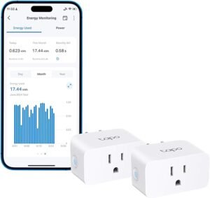TP-Link 𝗧𝗮𝗽𝗼 Smart Plug Wi-Fi Mini, Energy Monitoring, Compatible with Alexa & Google Home & Samsung SmartThings, Timer, 15A/1800W Max, ETL Certified, 2.4G Wi-Fi Only, Tapo P115(2-Pack)