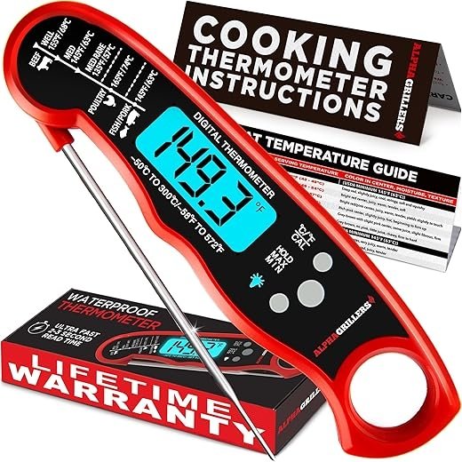 Alpha Grillers Instant Read Digital Meat Thermometer for Cooking and Grilling