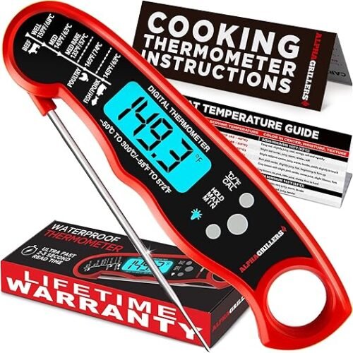 Alpha Grillers Instant Read Digital Meat Thermometer for Cooking and Grilling