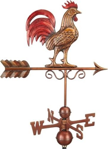 Bantam Red Rooster Weathervane with Roof Mount