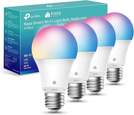 Kasa Smart WiFi Light Bulbs KL125P4, Multicolor Dimmable A19, 4-Pack