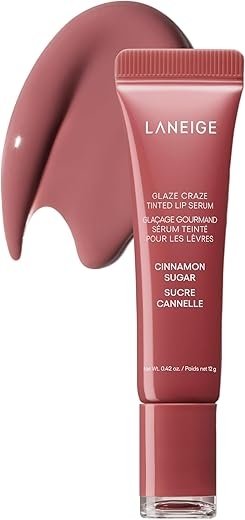 LANEIGE Glaze Craze Tinted Lip Serum – Cinnamon Sugar (Mauve Pink) with Polypeptides and Ceramides