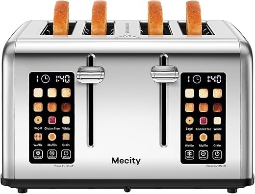 Mecity 2-Slice Touchscreen Toaster with Wide Slots and Smart Controls