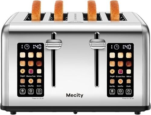 Mecity 2-Slice Touchscreen Toaster with Wide Slots and Smart Controls