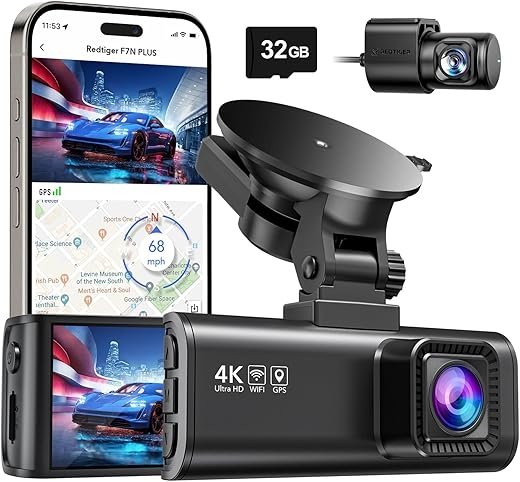 REDTIGER 4K Dual Dash Cam with Wi-Fi