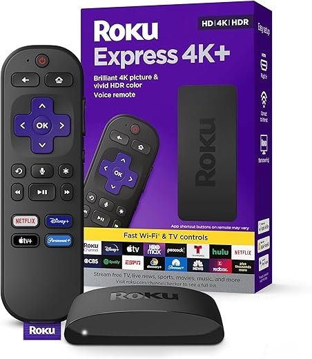 Roku Express 4K+ Streaming Device with Voice Remote and 4K HDR Support