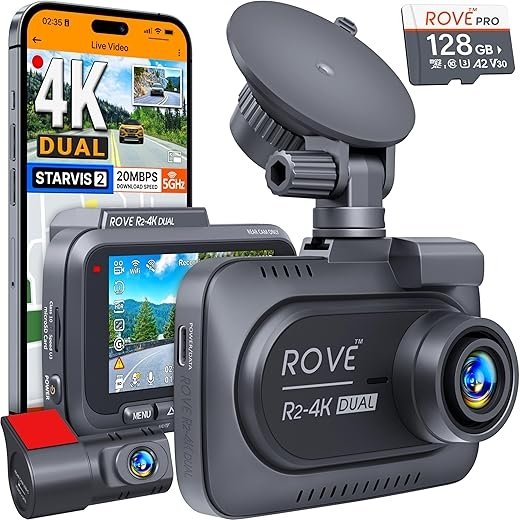 ROVE R2-4K Dual Dash Cam with 128GB